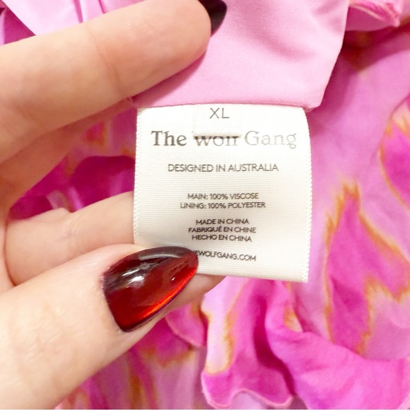 The Wolf Gang Rhapsody Maxi Skirt Candy Haze Frilly High Slit Hot Pink Floral - Picture 11 of 13